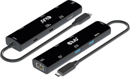 HUB USB Club 3D USB-C USB4, 6 në 1, HDMI 8K, PD 100W, i zi