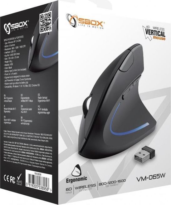 Maus vertikal SBOX VM-065W USB, i zi