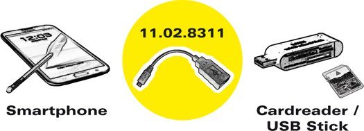 Adapter USB Roline 11.02.8311, USB 2.0 Micro USB B në USB A, OTG, 0.15 m, i zi