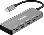 USB hub PremiumCord USB C në 4x USB C, USB 3.2 5Gbps, alumin, gri