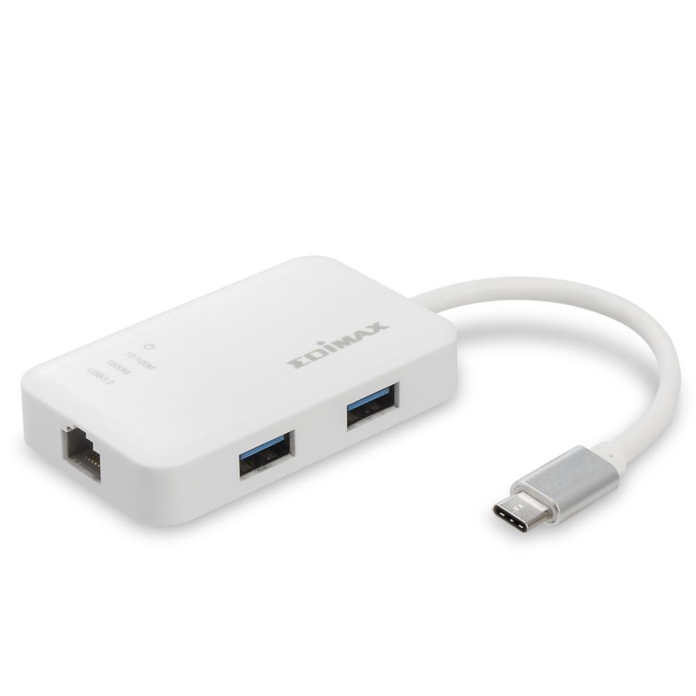 Qendër USB Edimax USB-C, 3 porte USB 3.0, Gigabit Ethernet, i bardhë