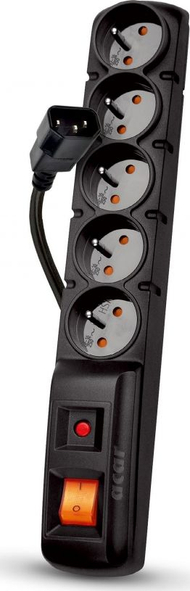 Mbrojtës nga mbingarkesa Acar F5 IEC, 5 priza, 5m, e zezë