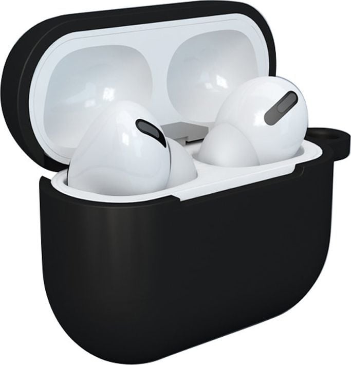 Mbrojtëse për kufje Hurtel Case D për AirPods 3, silikoni, me unazë, e zezë