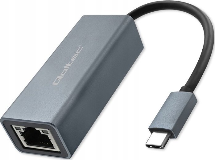 Adapter USB C në RJ45 Qoltec, Gigabit 1000 Mb/s, trup alumini, gri