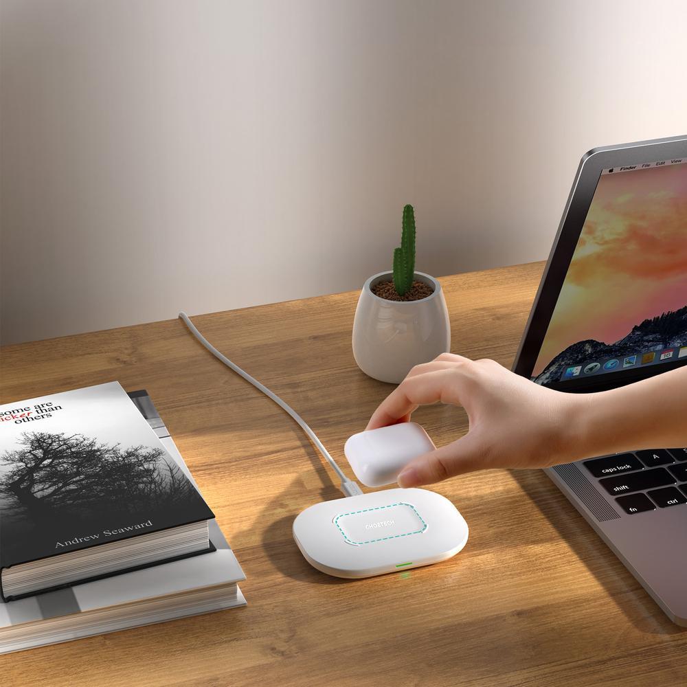 Karikues wireless Choetech T550-F, QC 3.0, 15W, i bardhë + adapter 18W