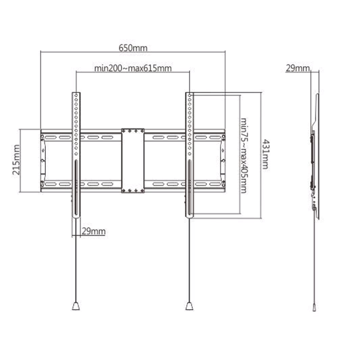 Mbajtëse për TV WM-80F-01, 37”-80”, VESA 600x400mm, e zezë