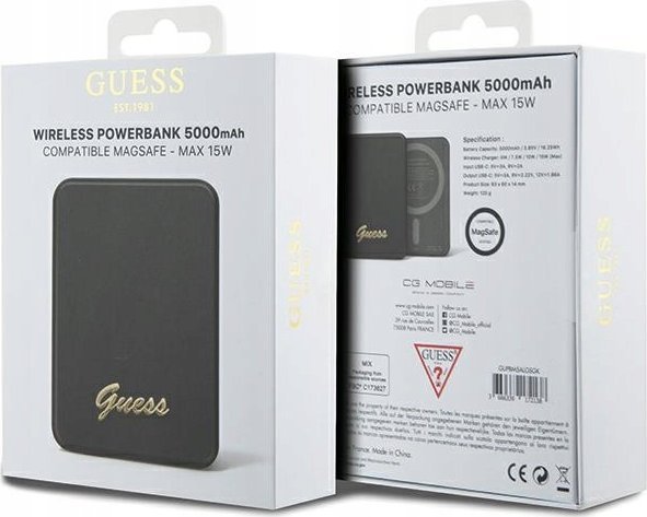 Powerbank wireless Guess GUPBM5ALGSGK, 5000mAh, 15W, i zi