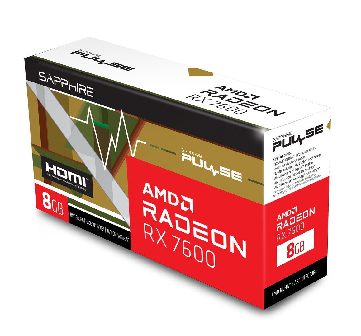 Kartë grafike Sapphire PULSE Gaming AMD Radeon RX 7600 Gaming, OC, 8 GB GDDR6