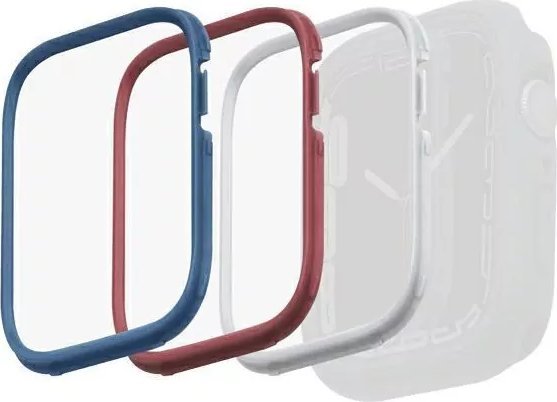 Kornizë mbrojtëse Uniq Frame Moduo për Apple Watch 4 5 6 7 8 SE, 44 45mm, set 3 copë, blu kuqe bardhë