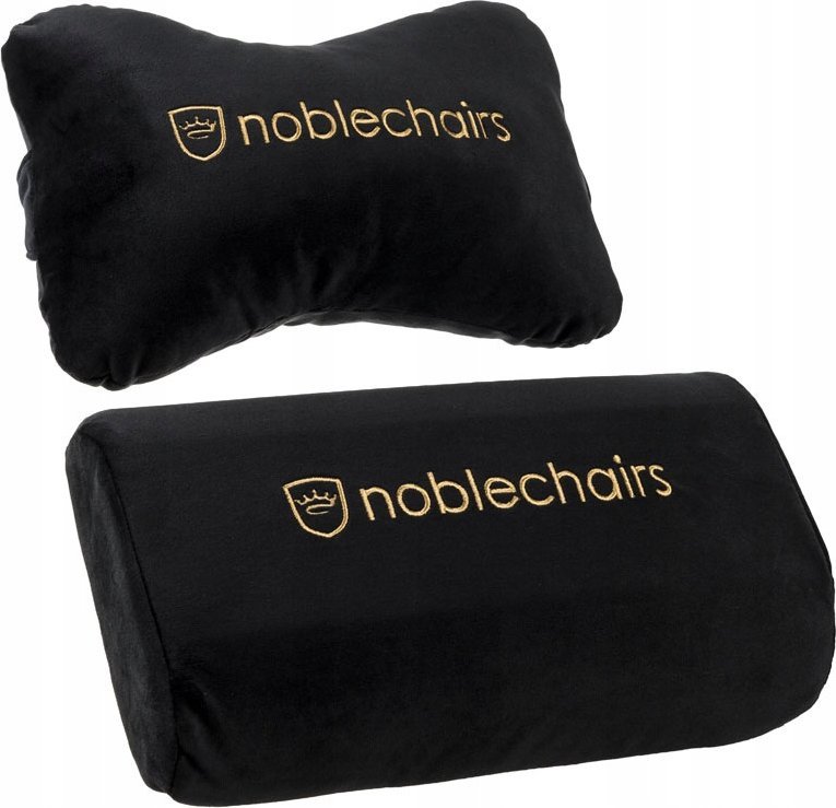 Сет гејминг перници noblechairs Pillow Set, 2 парчиња, за врат и половина, црни со златна боја