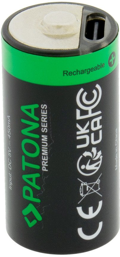 Bateri të rikarikueshme Patona Premium CR123A, set 4 copë, 2400mWh 3.0V, me kabllo USB-C