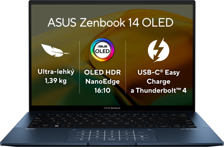Лаптоп ASUS Zenbook 14 OLED, 14",  Intel Core i5-1240P, 16GB RAM, 512GB SSD, Intel Iris Xe Graphics, сина боја