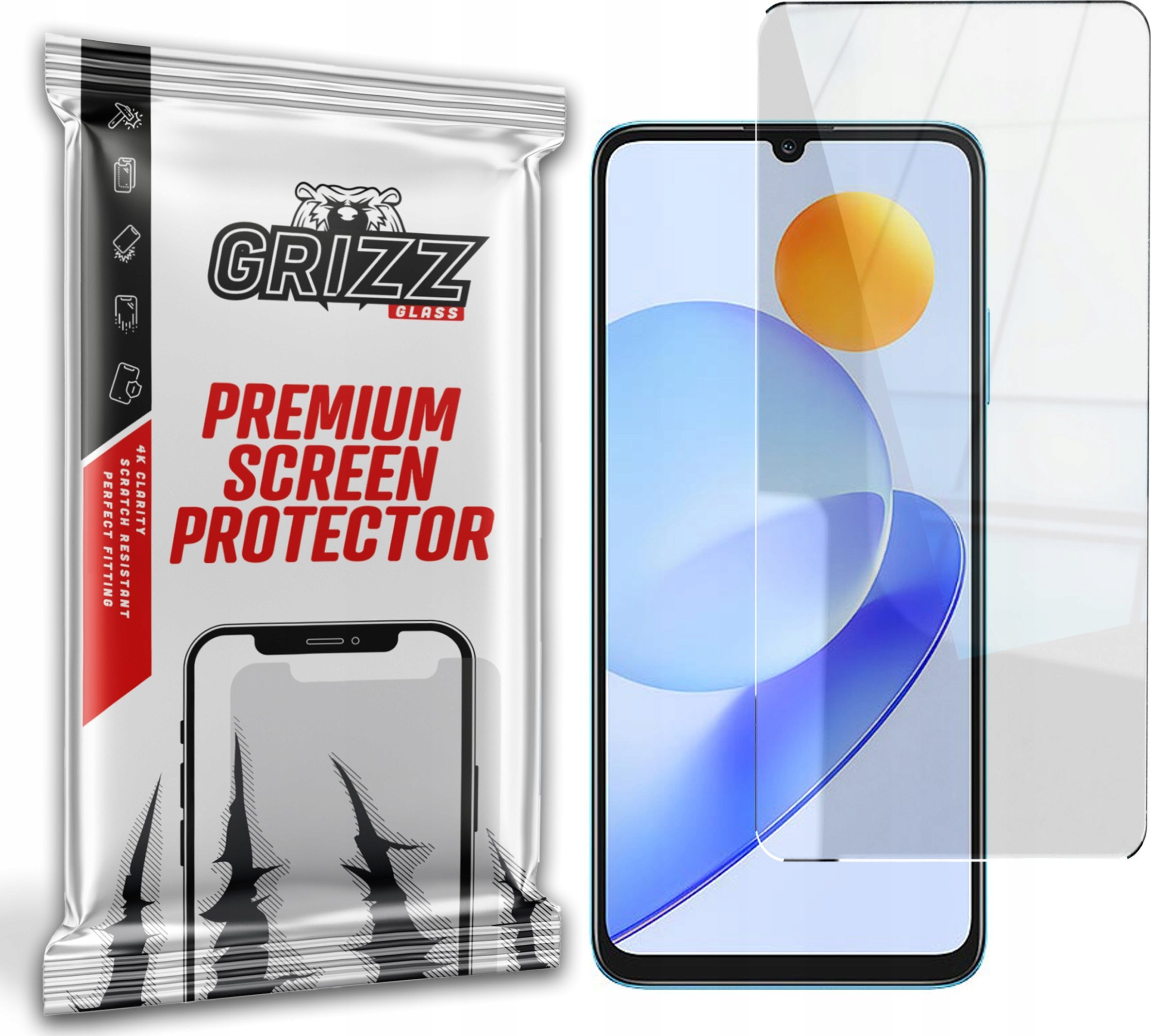 Xham mbrojtës hibrid GrizzGlass HybridGlass për Honor Play7T, rezistent ndaj goditjeve, transparent