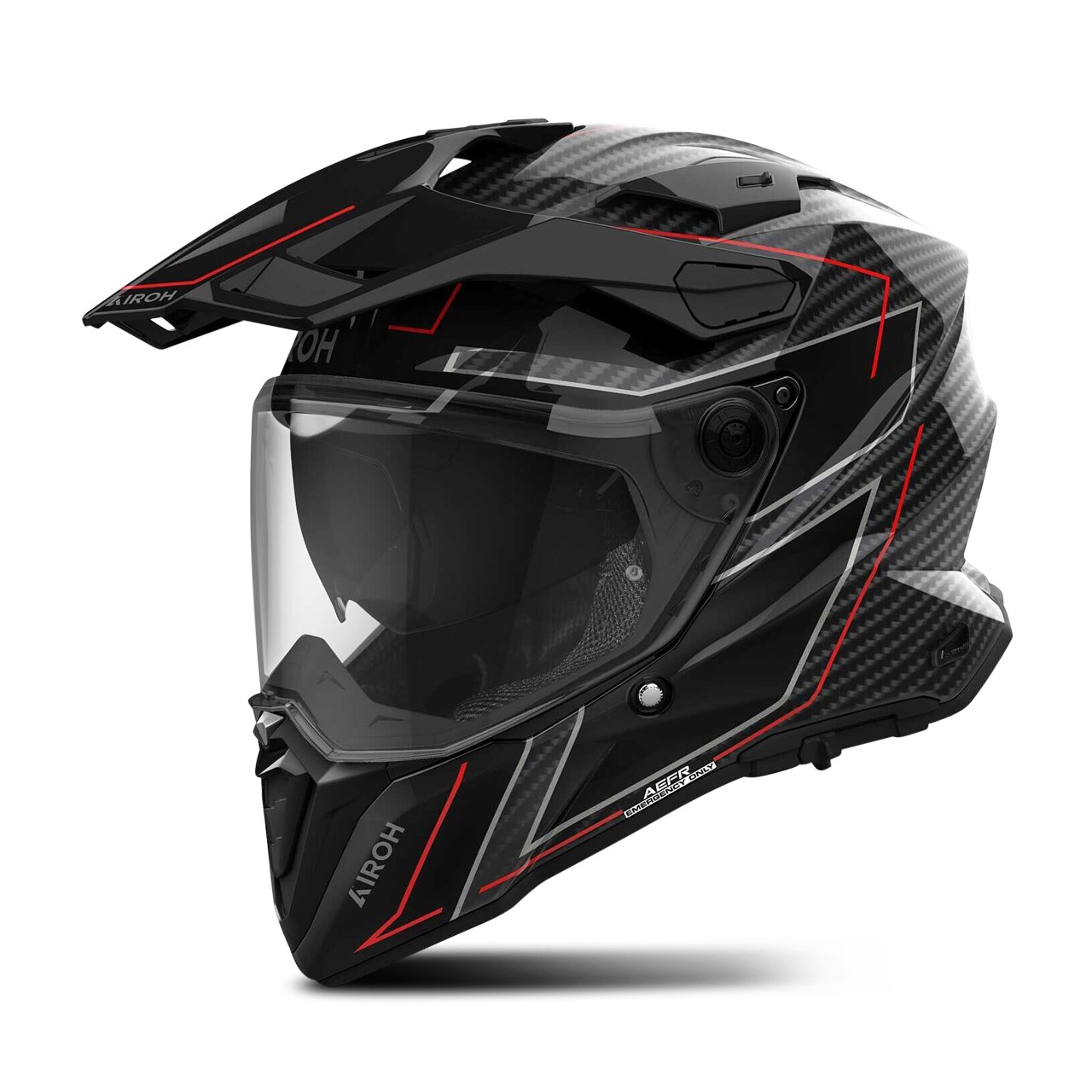 Helmetë adventure Airoh Commander 2 Carbon Stylish, për motoçikleta, madhësia M, zi kuqe