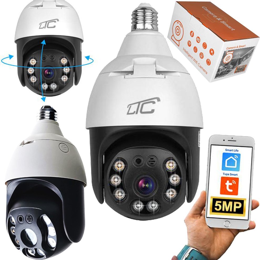 Kamerë sigurie WiFi Tuya EN27, rrotulluese, IR natë, e bardhë