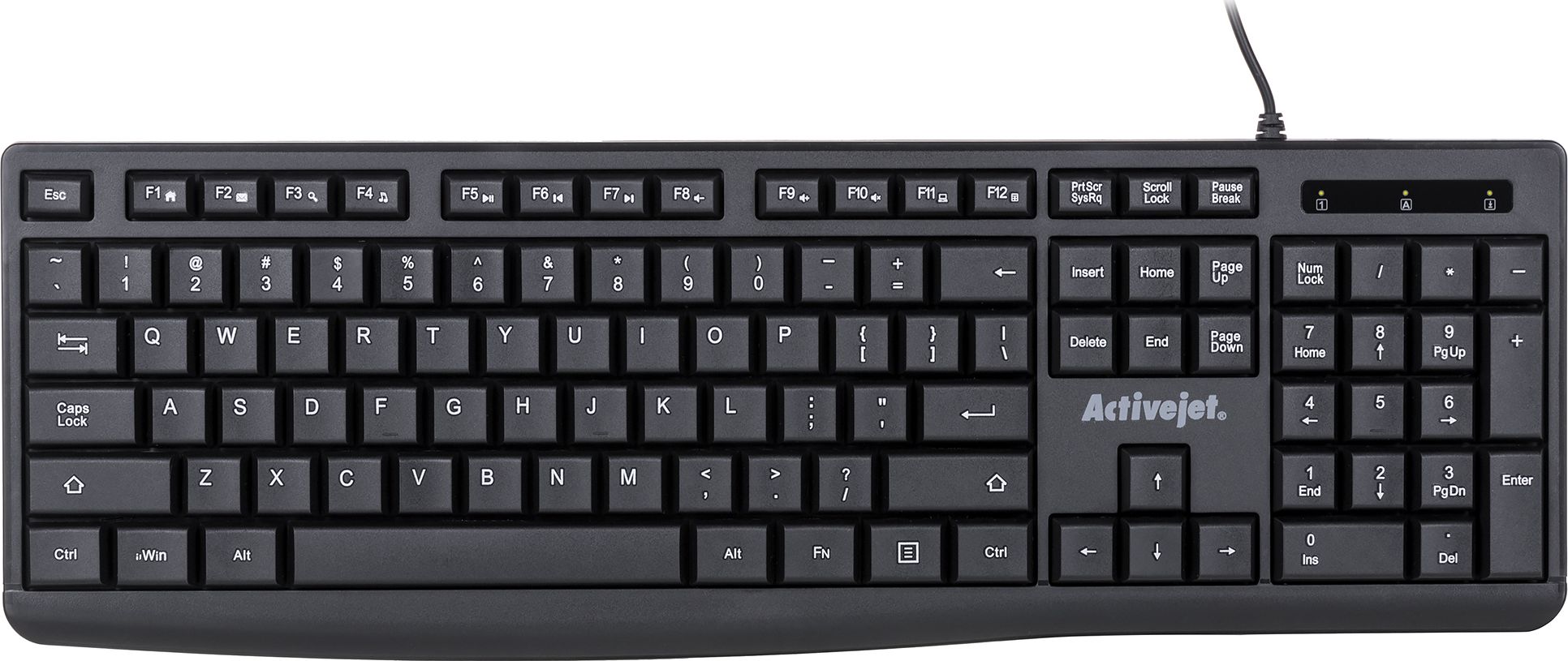 Tastierë me kabllo Activejet K-3803S, USB, 104 taste, e zezë