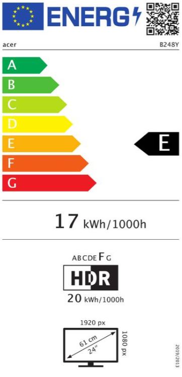 Монитор Acer B248Ybemiqprcuzx, 23.8\", LED, Full HD, црн
