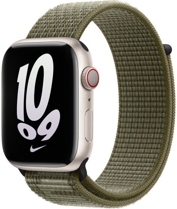 Apple Watch 45mm Nike Band, Sequoia/Pure Platinum Nike Sport Loop
