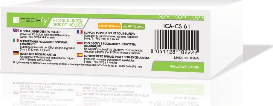 Држач за персонален компјутер Текли ICA-CS 61, универзален, со тркала, црн