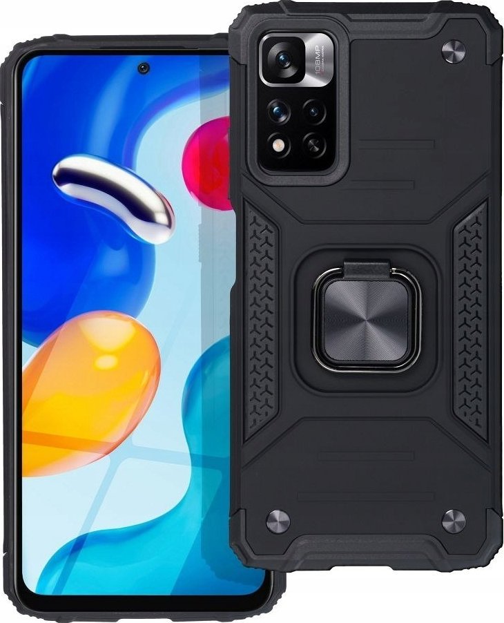 Mbulesë telefoni Armored Nitro për Xiaomi Redmi 12C, me unazë qëndrimi, e zezë