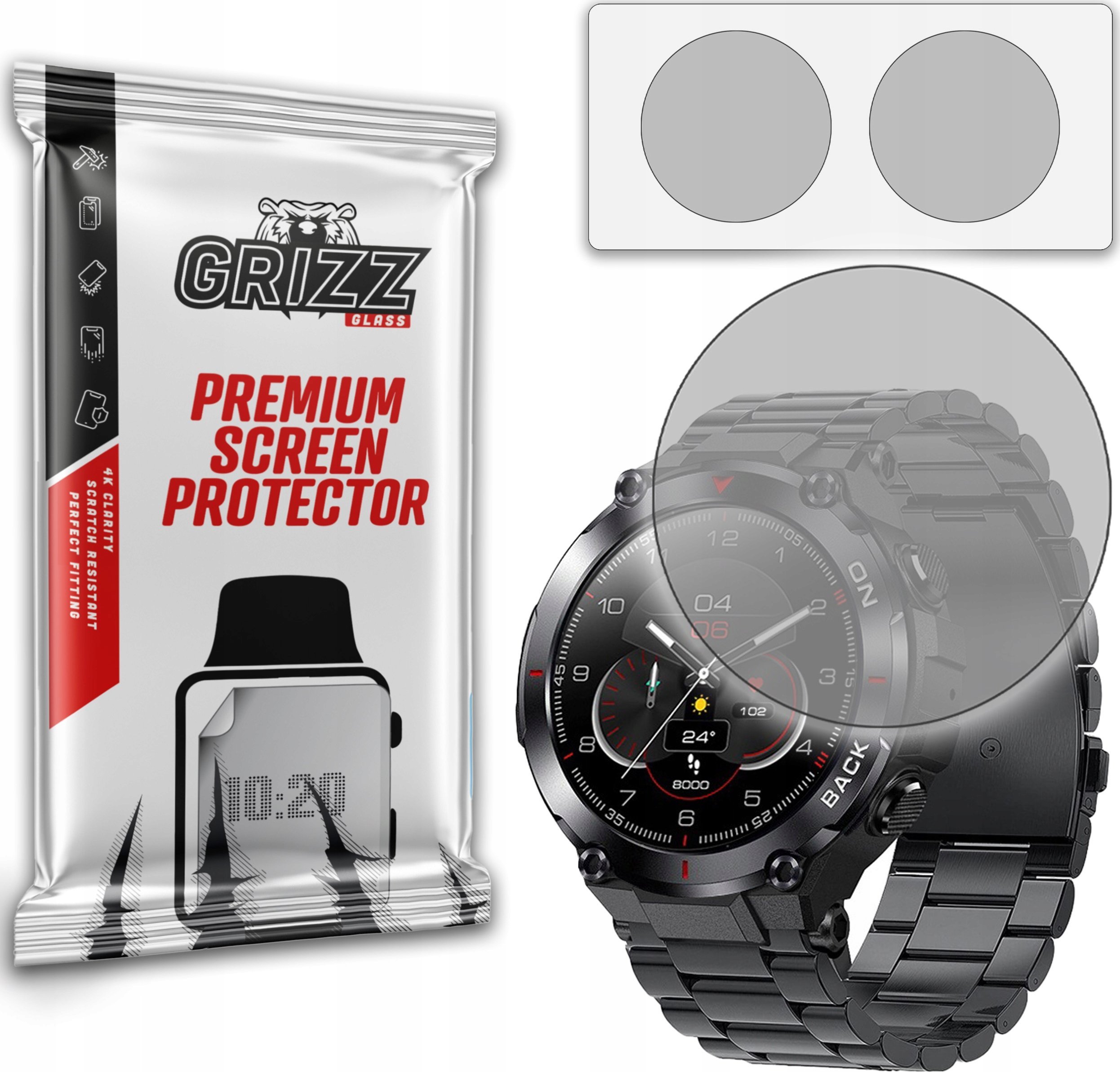 Film mbrojtës mat GrizzGlass për smartwatch Grizz xForce 3, set 2 copë, transparent