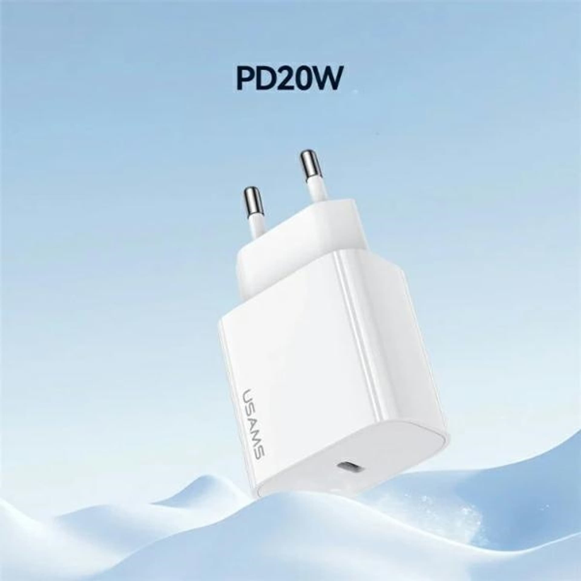 Мрежен полнач Usams T65 US-CC226, 1xUSB-C PD 20W, кабел USB-C Lightning 30W, бел