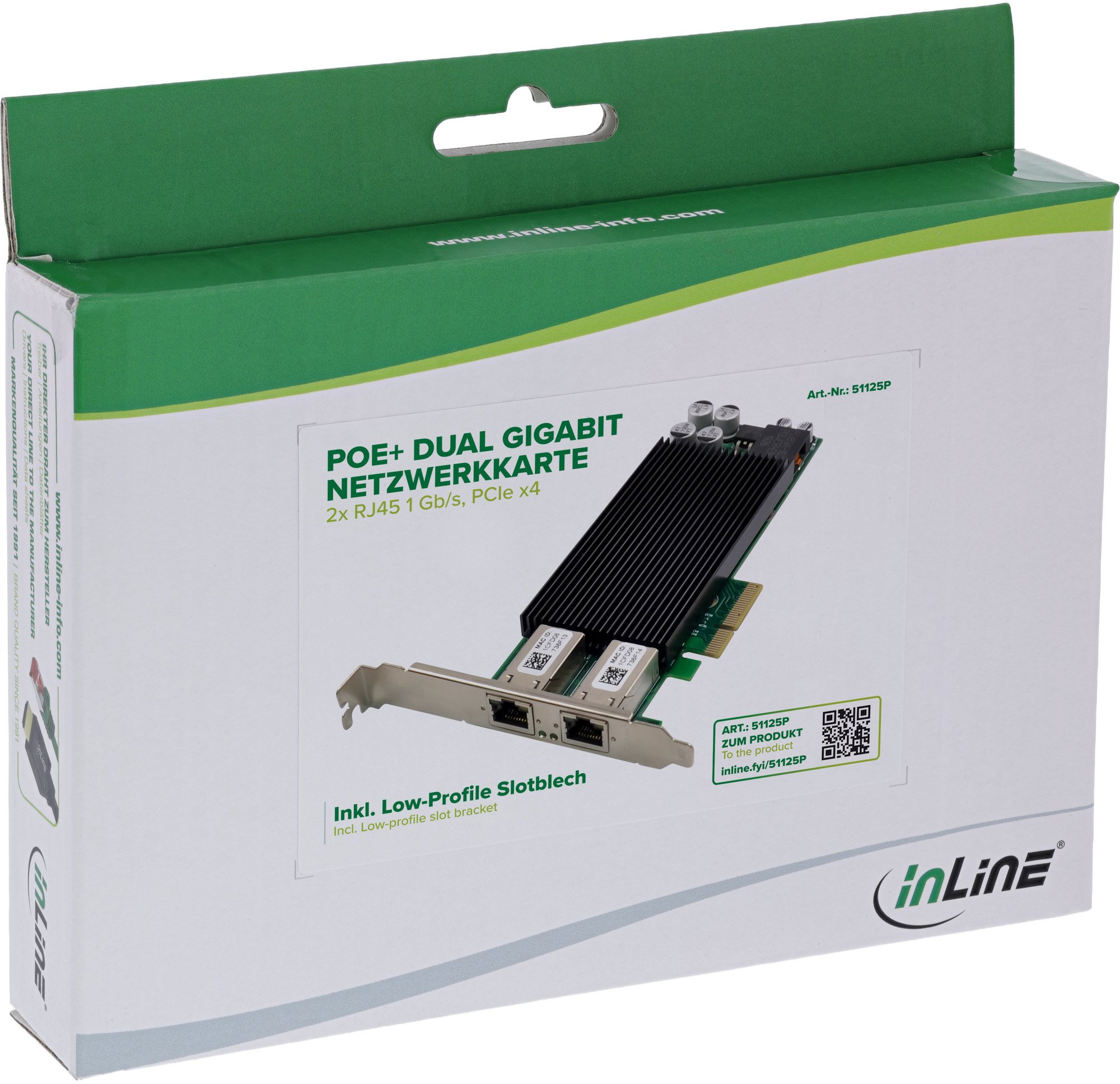 Kartë rrjeti InLine Dual Gigabit Mini PCI Express, RJ45, 3x USB 3.2 Gen1, e zezë