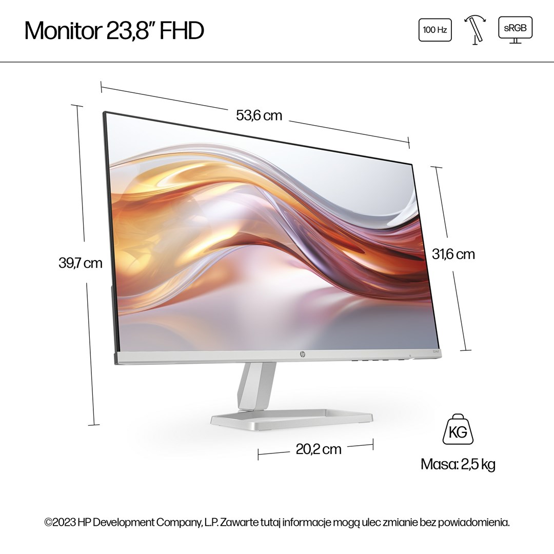 [OUTLET] Monitor HP 23.8-inch Series, 23.8", 1920 x 1080, 100 Hz, i argjendtë
