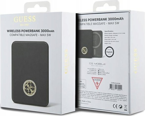 Powerbank pa tela Guess GUPBM3AL4DMK, 3000mAh, 5W, MagSafe, i zi