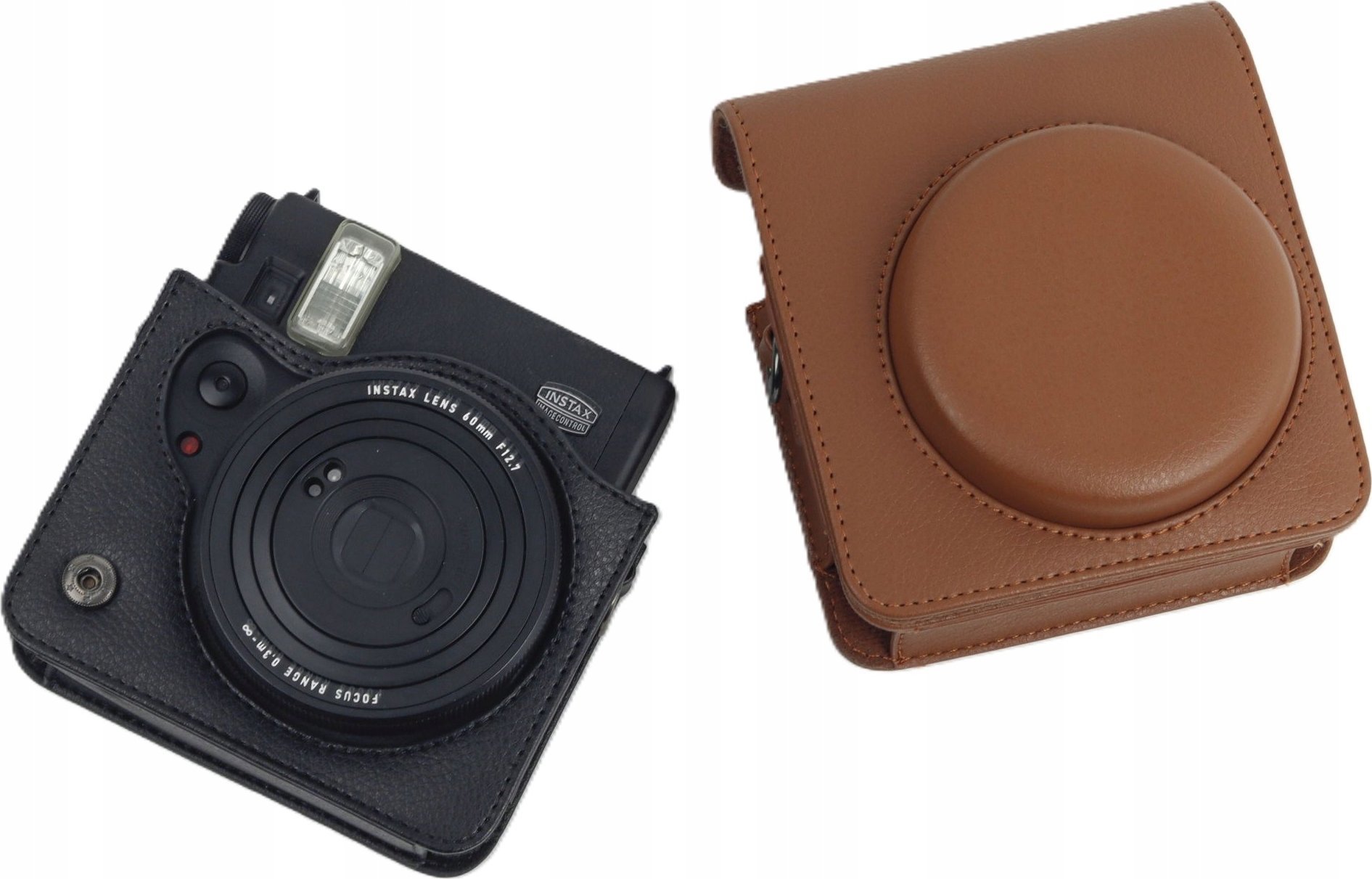 Çantë mbrojtëse LoveInstant për Fujifilm Instax Mini 99, imitim lëkure, me rrip, e zezë