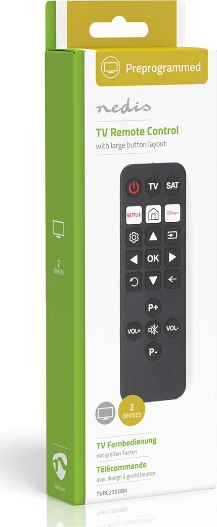 Telekomandë universale Super Simple Easy, XL me butona të mëdhenj, IR, e zezë