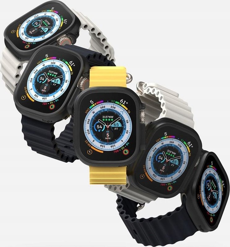 Kornizë mbrojtëse Ringke Slim për Apple Watch Ultra 49mm, set 2 copë, transparente dhe e zezë matte