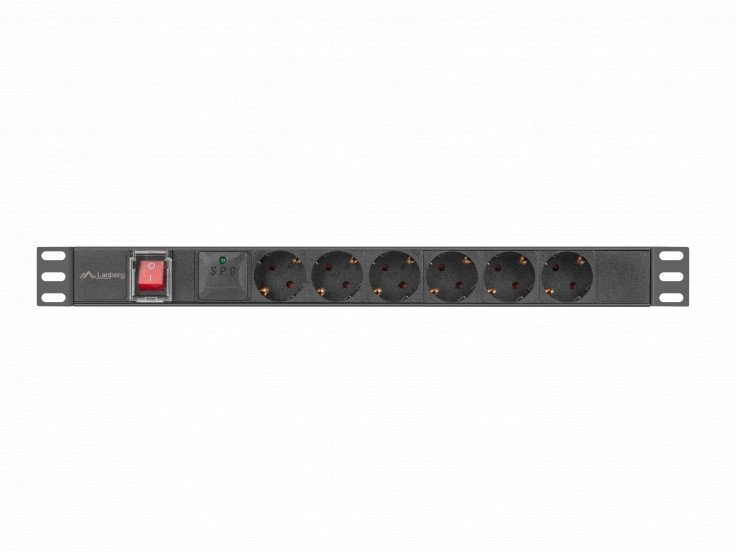 Prizë rryme rack Lanberg PDU, 6x Schuko, 19", 2m, e zezë