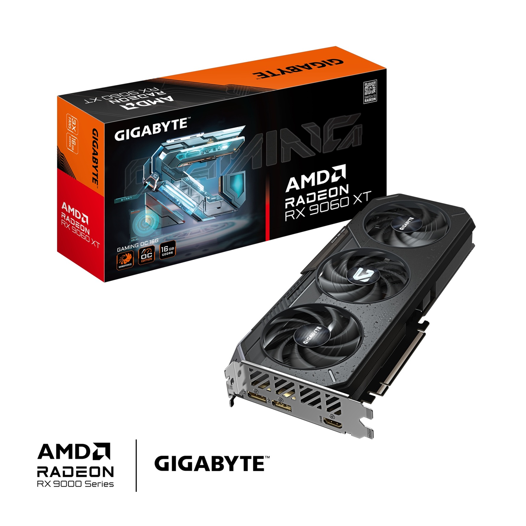 Kartë grafike GIGABYTE Radeon RX 9060 XT GAMING OC, 16GB GDDR6, PCI-E 5.0, e zezë