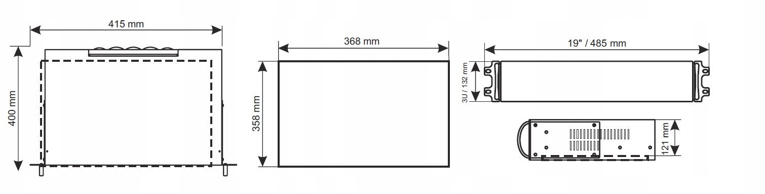 Енклузија RACK ARADN универзална 400mm, монтирање 19\", црна