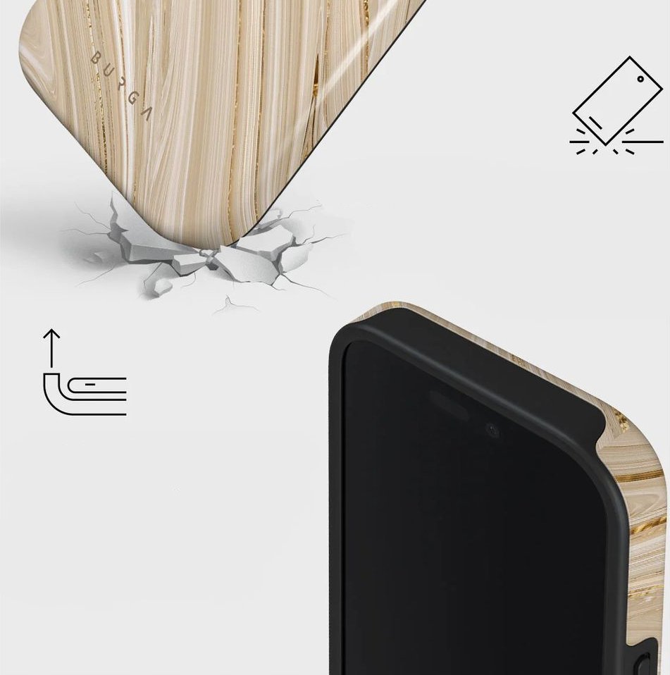 Kapak mbrojtës Burga Full Glam Tough MagSafe, për iPhone 16 Pro, silikon dhe plastikë, i zi bezhë