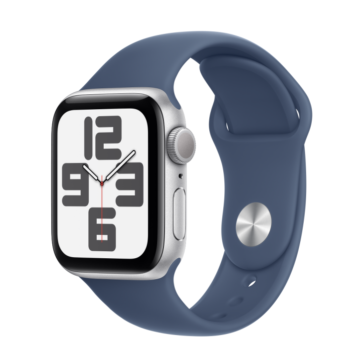 Apple Watch SE2 v3 GPS, 40mm, Silver Aluminum Case with Denim Sport Band, M/L
