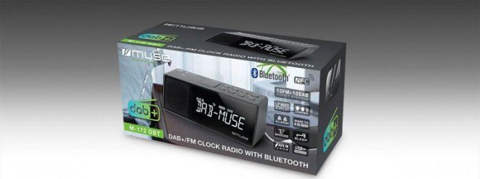 Radio orë Muse M-172 DBT, DAB Plus, FM, e zezë