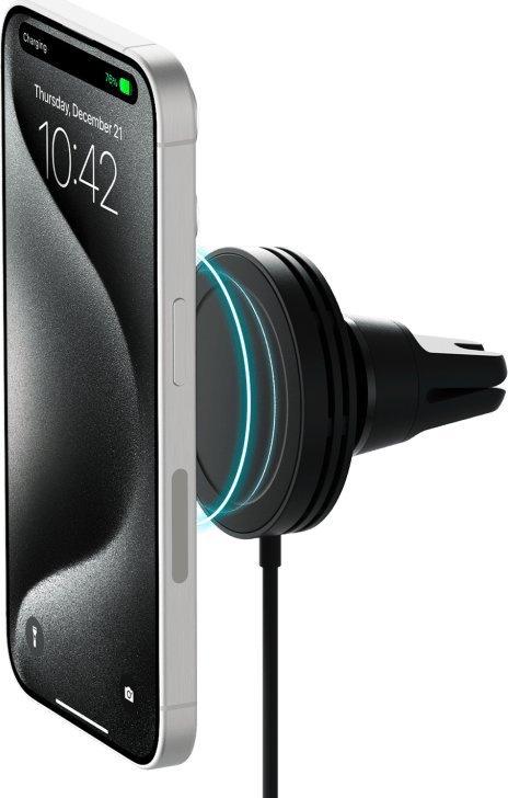 Mbajtës veture me karikues wireless Iottie Velox Qi2, 15W, MagSafe, i zi