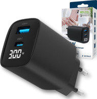 Karikues universal Gembird GaN, 30W, 2 porta USB USB C, me ekran LCD, i zi