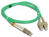 Kabllo fibër optike Alantec Patch Cord MM OM3, LC SC Duplex 50/125, 1m, e gjelbër