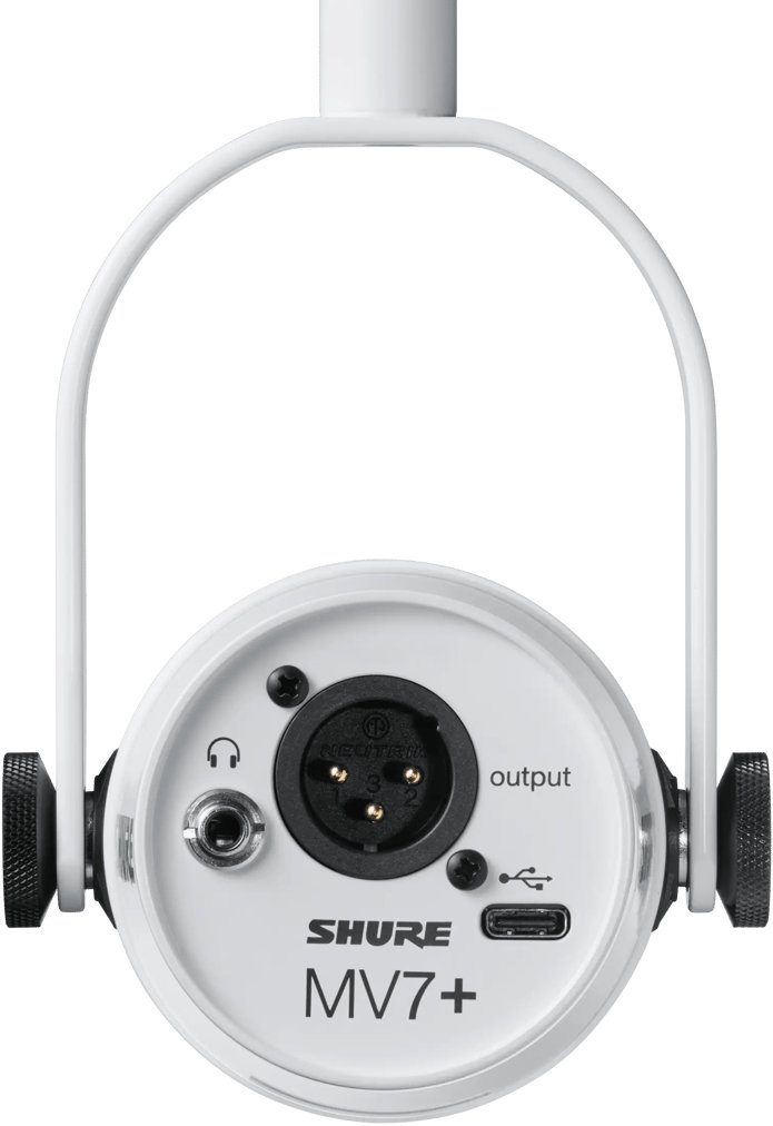 Динамички микрофон Shure MV7+, USB C XLR, за подкаст, бел