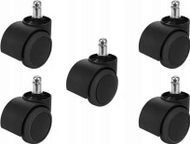 Rrota zyre gome për karrige rrotulluese, set 5 copë, pin 11mm, të zeza