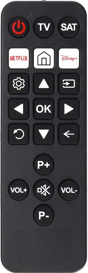 Telekomandë universale Super Simple Easy, XL me butona të mëdhenj, IR, e zezë