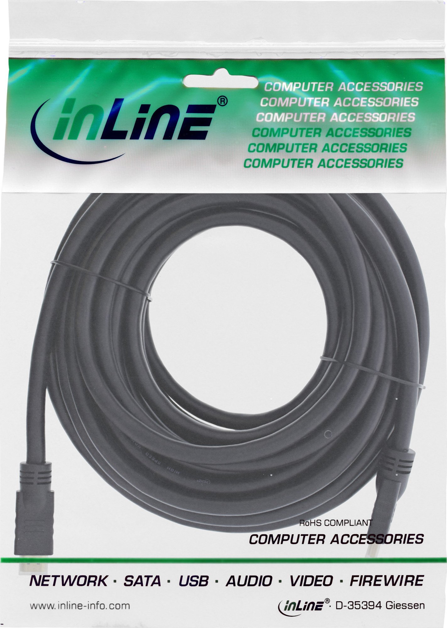 Кабел HDMI InLine 17510Q, 10m, HDMI 2.0, црн