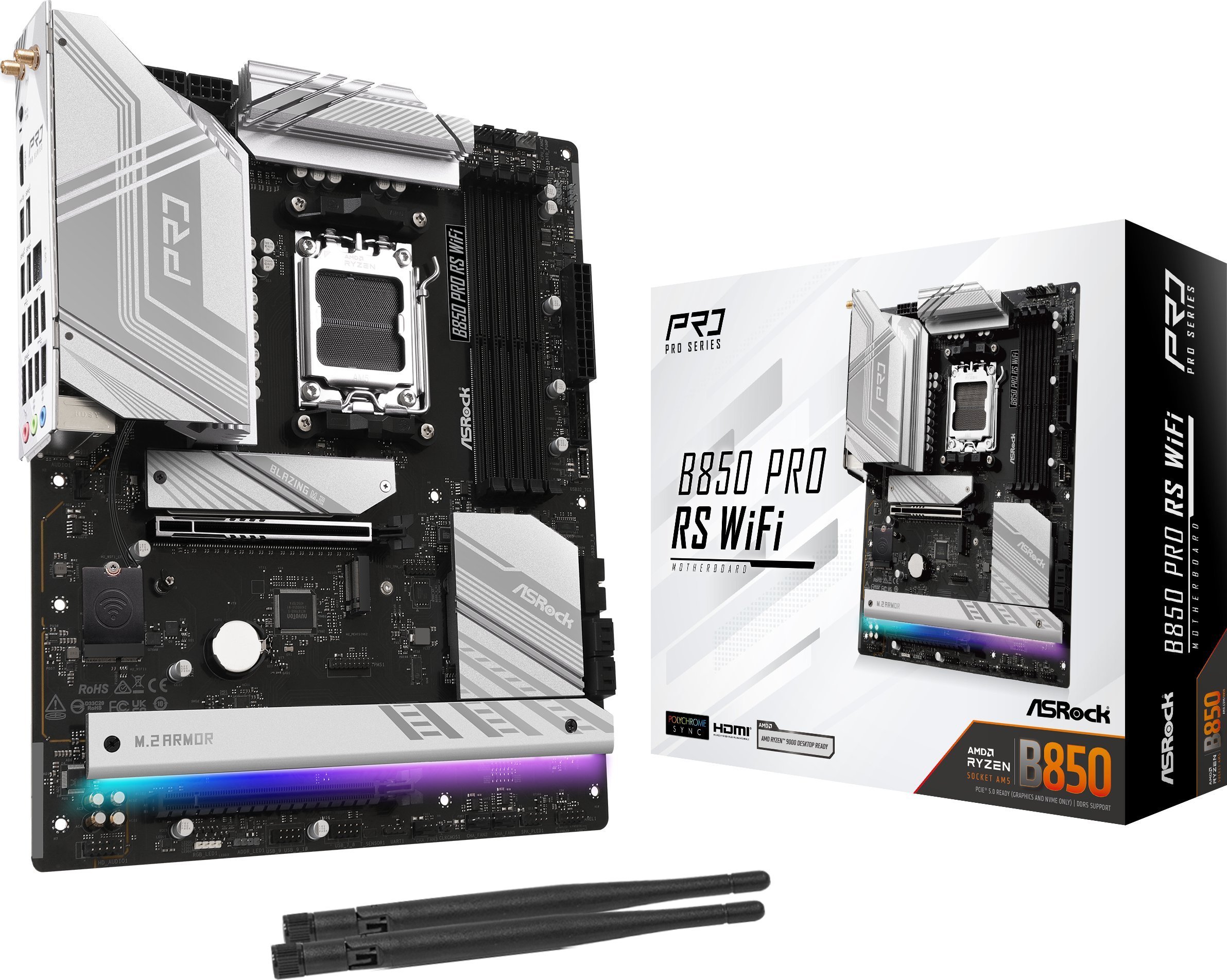 Pllakë amë Asrock B850 Pro RS WiFi, AMD B850, Socket AM5, ATX