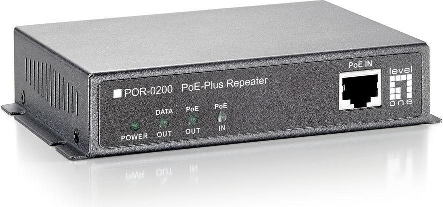 Рипитер PoE LevelOne POR-0200, продолжување Ethernet, без конфигурирање, црн