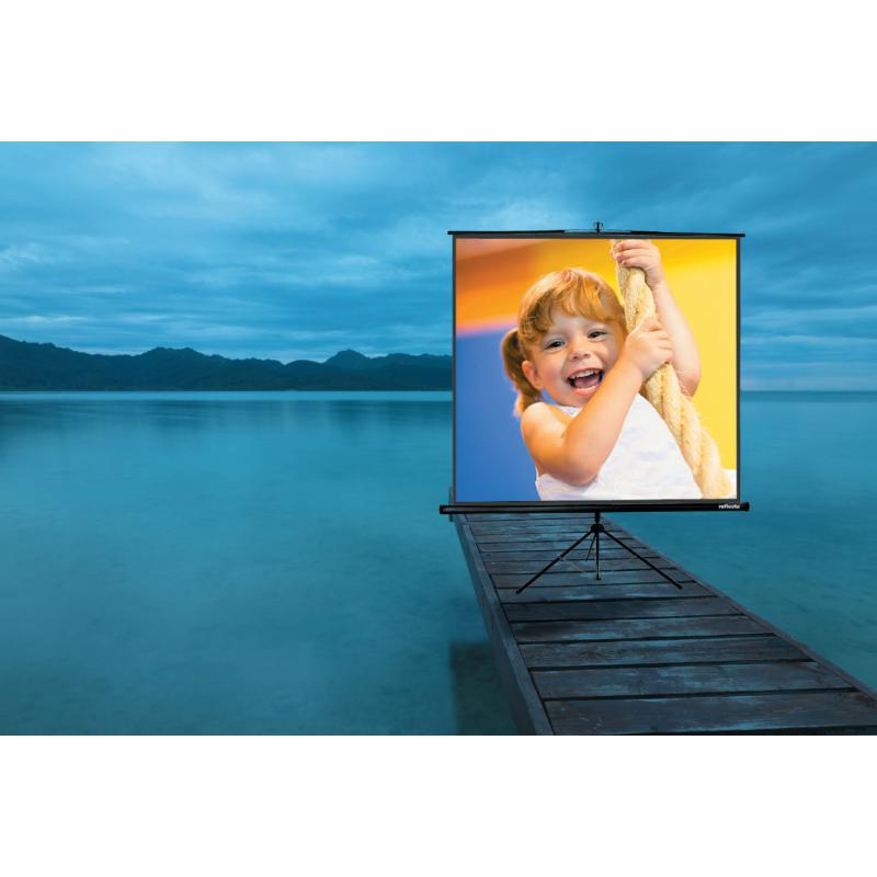 Ekran projekcioni Reflecta Crystal-Line Tripod, me 3 këmbë, i zi