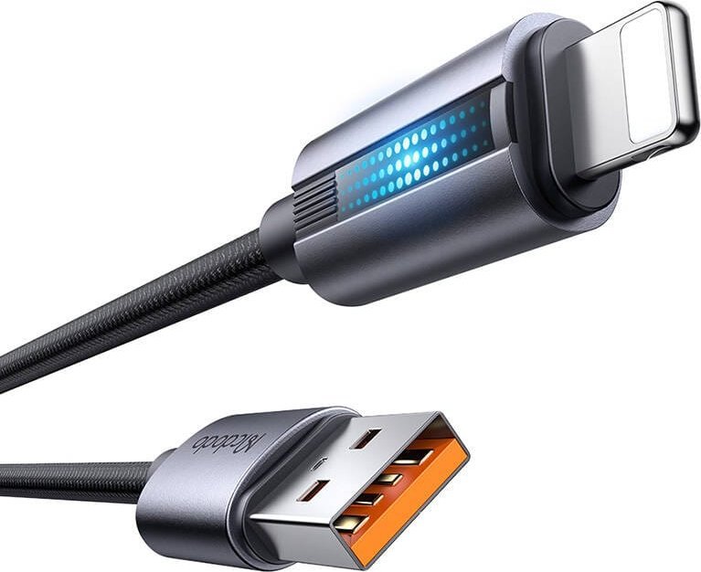 Kabllo USB Mcdodo CA-5660, USB-A në Lightning, 1.2m, me dritë LED, e zezë