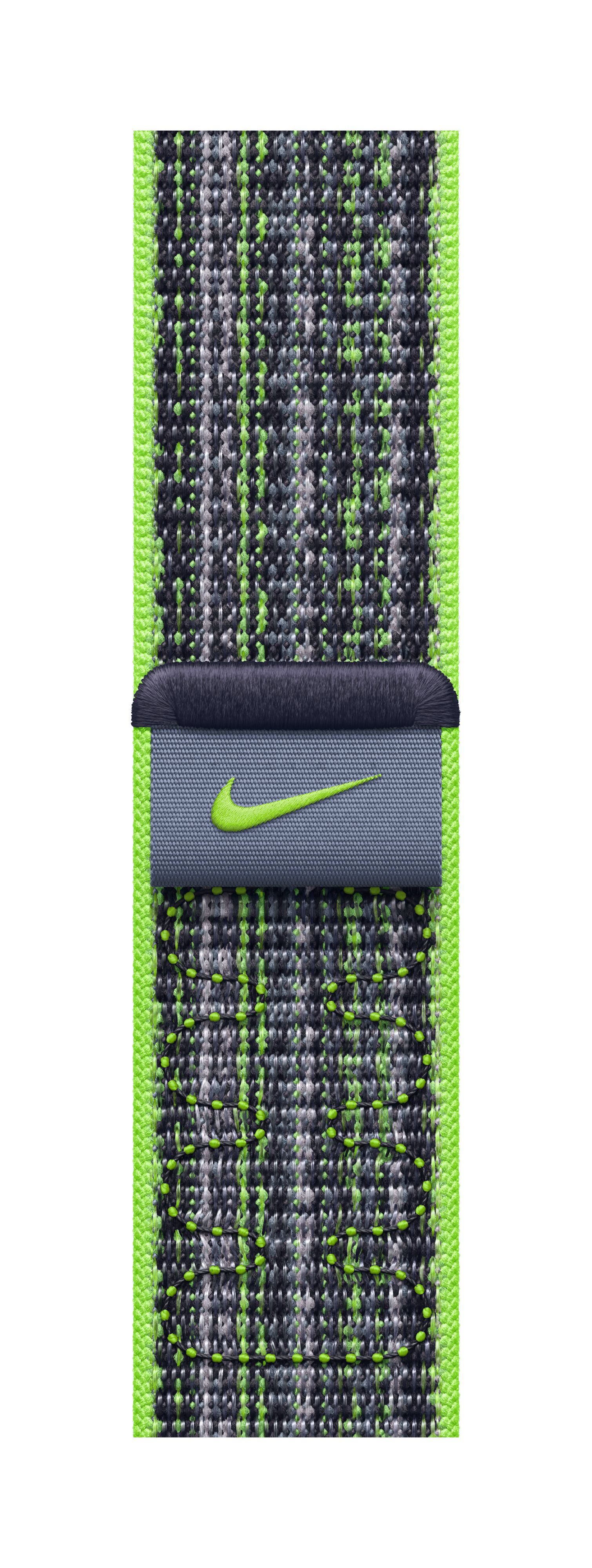 Apple Watch 45mm Nike Band, Bright Green/Blue Nike Sport Loop